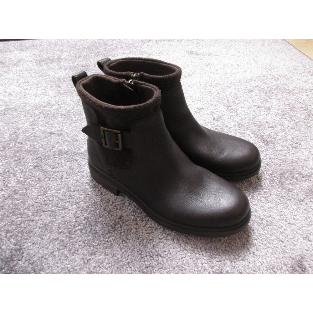 Ugg Boots Womens 6.5 Brown Leather Harrison Moto Ankle Boot Waterproof